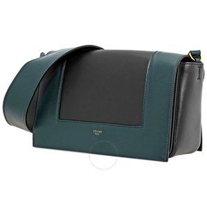 Celine Dark Green Frame Shoulder Bag In Shiny Smooth Calfskin